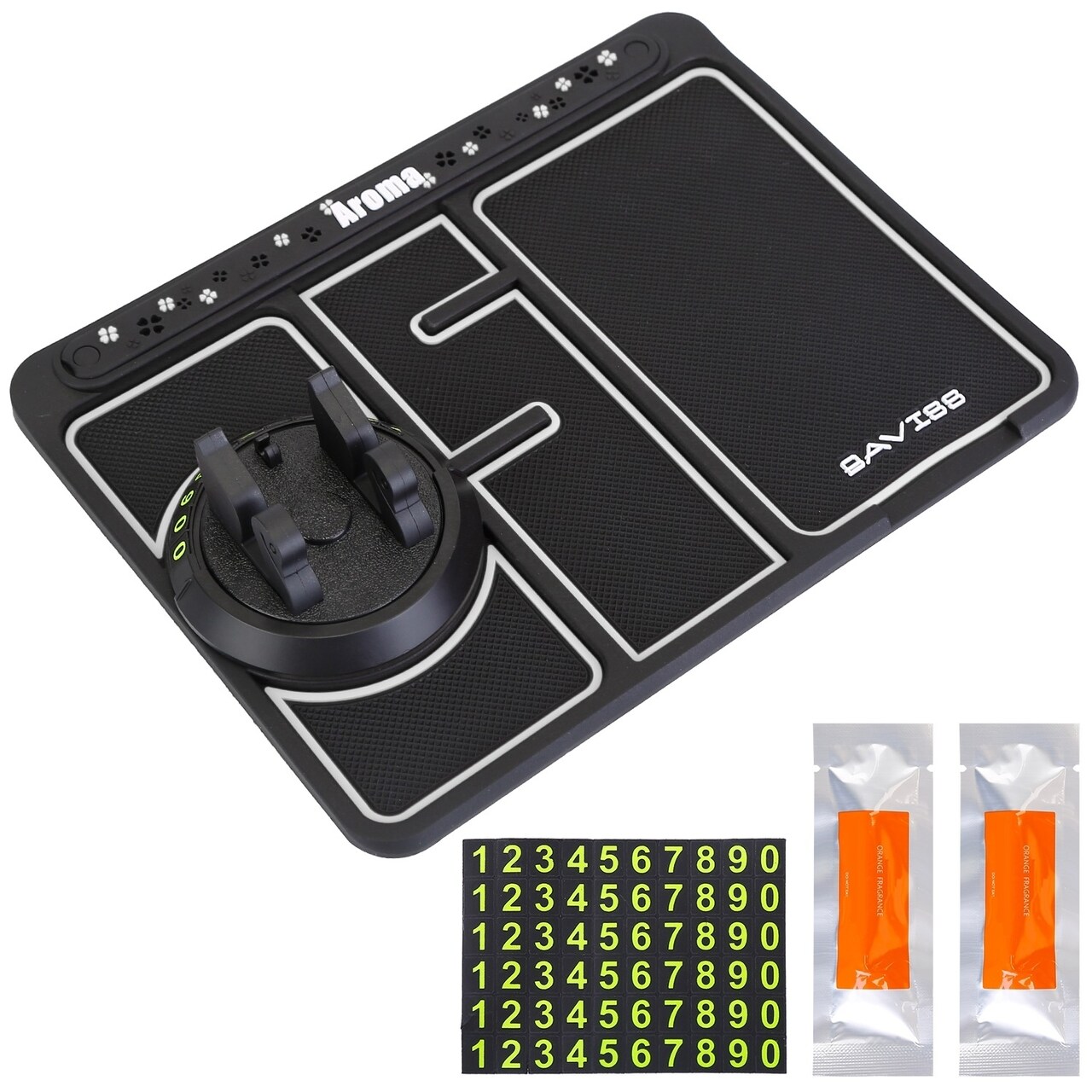 Car Phone Mat 4 In 1 Non-Slip Dashboard Holder Pad With Aroma Number Plate